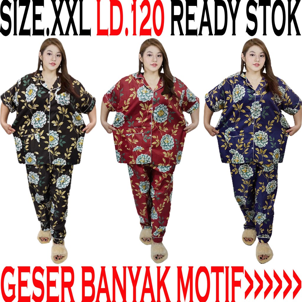 ISANNY PIYAMA SET CP JUMBO SIZE.XXL/MOTIF BUNGA MAWAR/PH0 H4N3Y/READY STOK