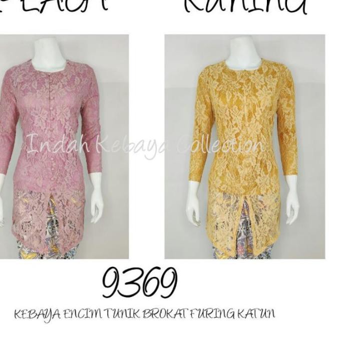 ● Indah Kebaya Collection 9369 Kebaya Brukat Encim Tunik Marisa Lengan 7/8 Furing Katun M L XL XXL ۩