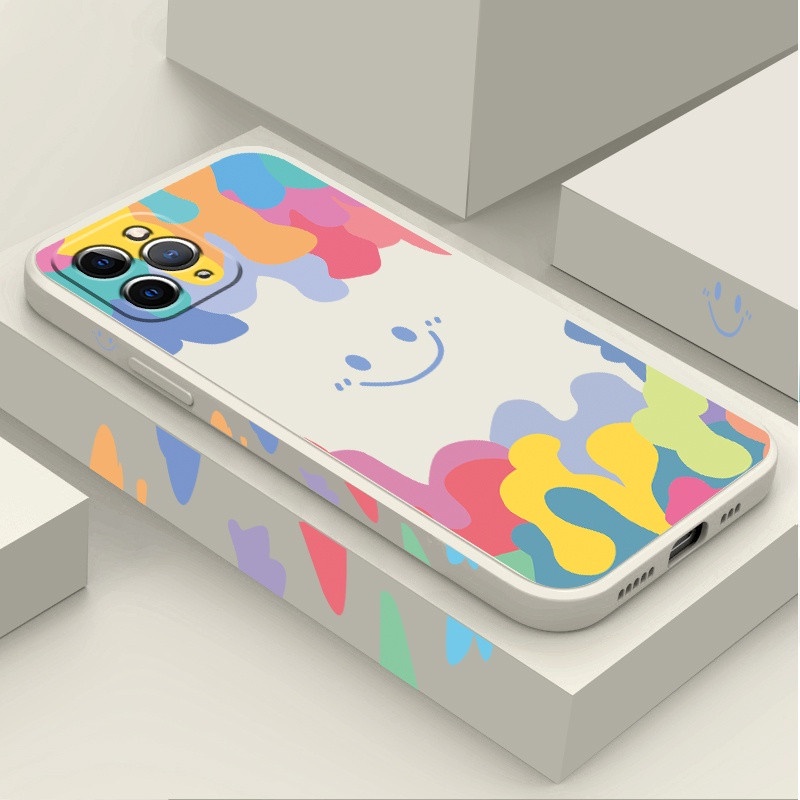 Casing OPPO A93 A5 A9 A31 A53 A33 A32 2020 Reno 5 Pro 3 A5s A3s A92 A72 A52 A55 F11 F9 Por Phone Case Smiley Watercolor Shell Silicon Soft TPU Fashion Casing Protection Anti-fall Back Cover-8