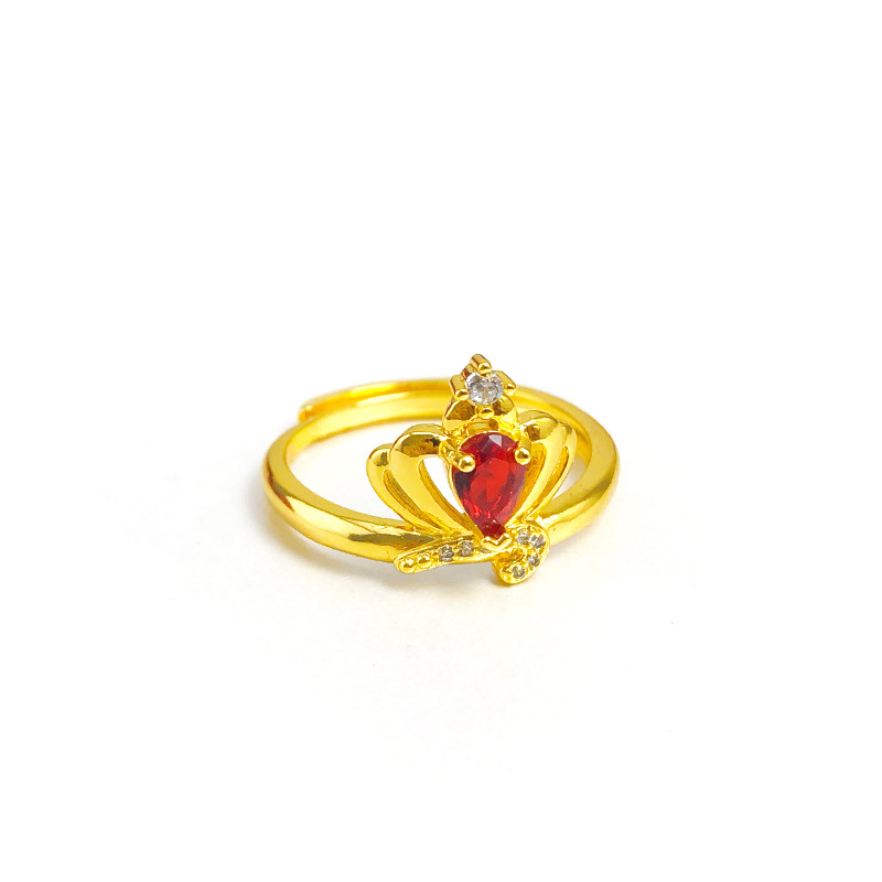 cincin emas korea permata Micro Rhinestone Gemstone Crown Ring