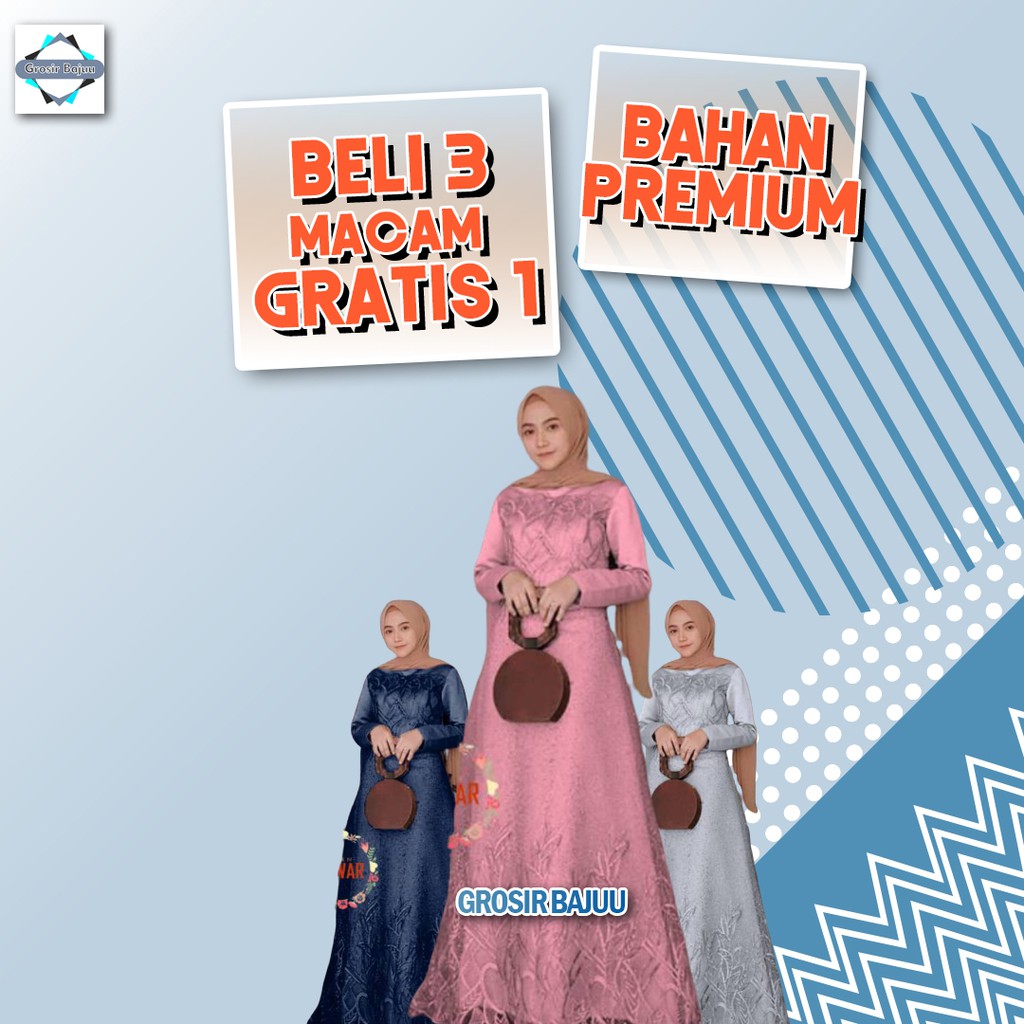 GAMIS BROKAT GAMIS SYARI TILLE BORDIR BUNGA AURA GOWN GB