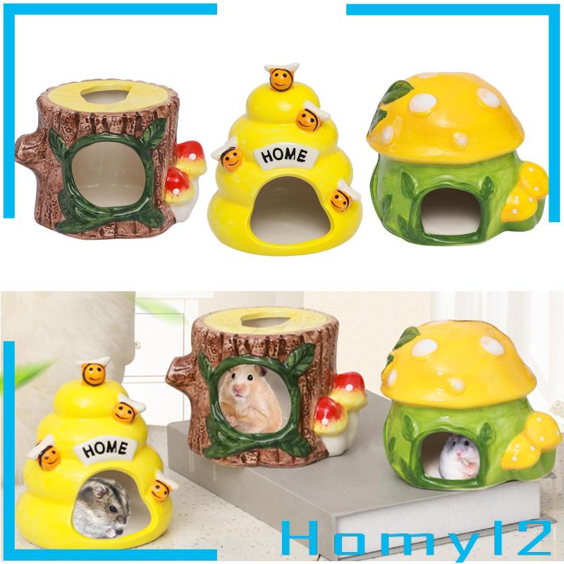 [HOMYL2] Cute Ceramic Hamster Cage Mouse Easy Clean Animal House Hideout