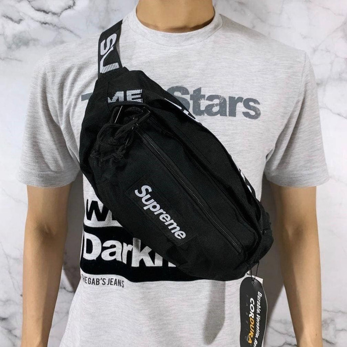 WAIST BAG PRIA SUPREME ORIGINAL IMPORT / TAS SELEMPANG WANITA & PRIA - Hitam