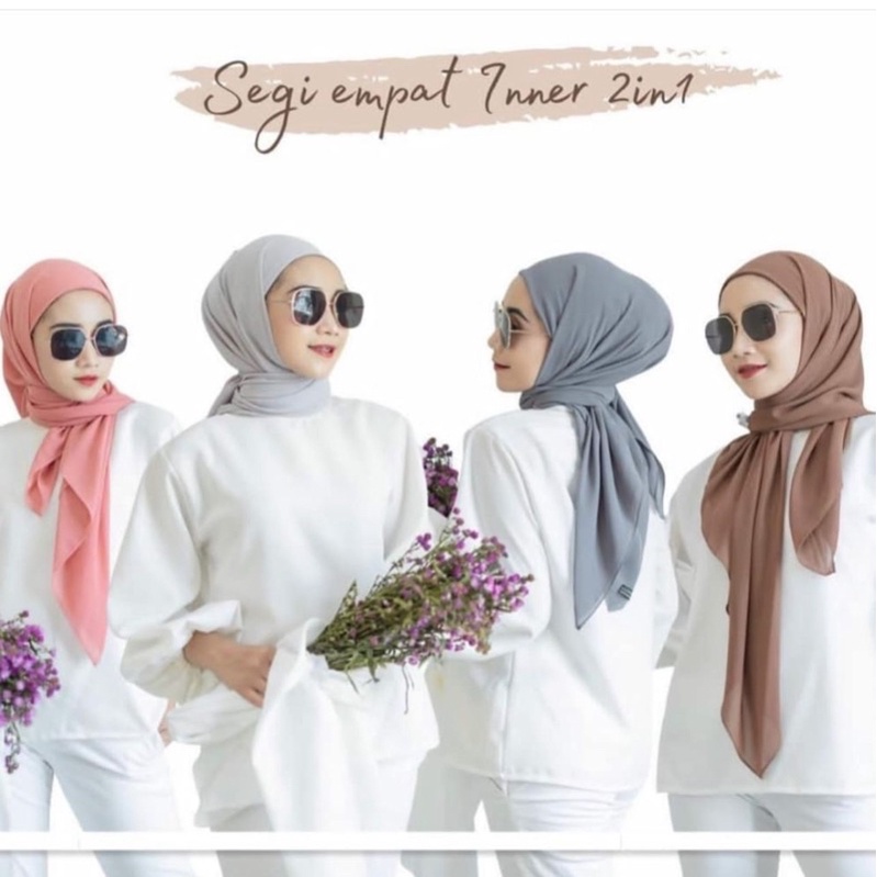 TERMURAH !! HIJAB SEGI EMPAT INSTAN PLUS INNER 2IN1 | model aurel hermansyah bahan CERUTY BABYDOLL