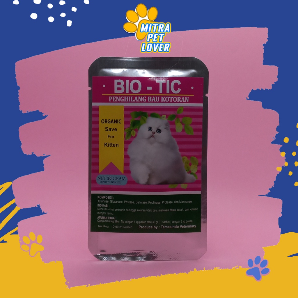 PENGHILANG BAU KOTORAN KUCING , BIO-TIC CAT 30 GRAM , ORGANIK TIDAK BAU AMAN SEHAT BIO TIC BIOTIC ORGANIC  PET - MURAH GARANSI KUALITAS ASLI ORIGINAL - ANIMAL HEALTHCARE &amp; VETERINARY TAMASINDO OBAT KESEHATAN &amp; VITAMIN TERNAK HEWAN BINATANG MITRAPETLOVER