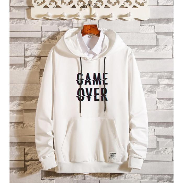 Keneth Putih Baju Sweater Cowok Sablon Pakaian Hoodie Pria Dewasa - Putih