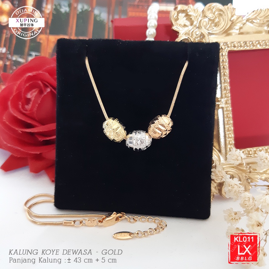 KL 011 Kalung Xuping Asli Tiga Warna Rose Gold Gold Silver Perhiasan Wanita Lapis Emas LuxxXuping