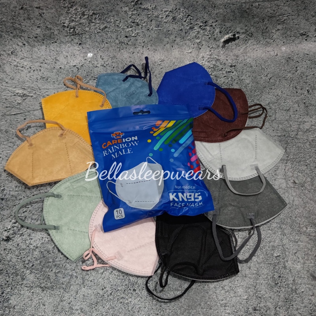 KN95 CAREION RAINBOW MIX 10PC - MASKER KN95 CAREION 5PLY SUDAH MIX WARNA KEMENKES