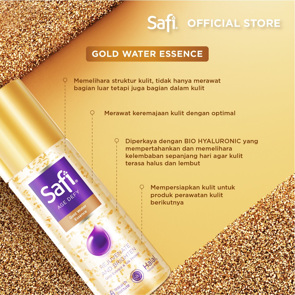 [PAKET GLOWING] SAFI White Expert  [cleanser 50+ Gold Water 30ml +Day Cream 20gr + Night Cream 2r0g]