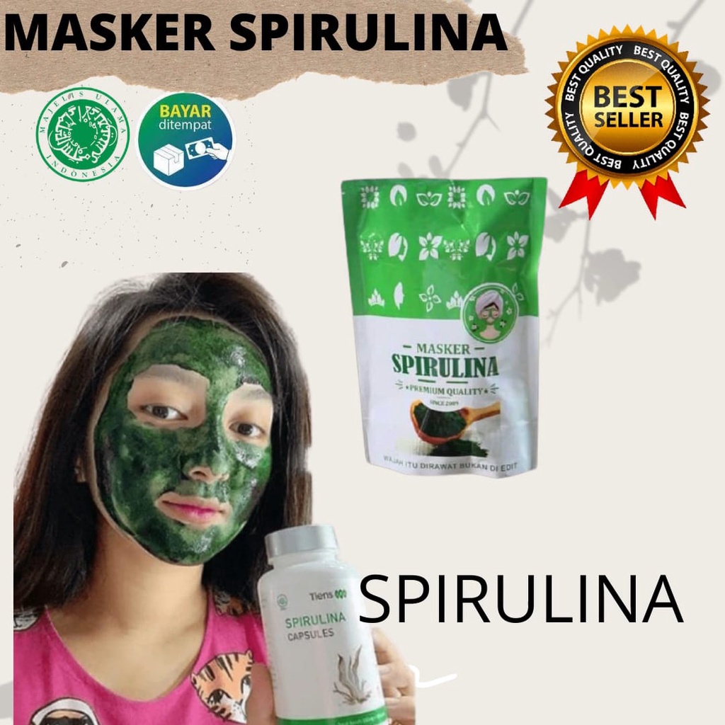 Masker Wajah Spirulina Original  Mencerahkan Wajah Dan Menghilangkat Komedo Jerawat