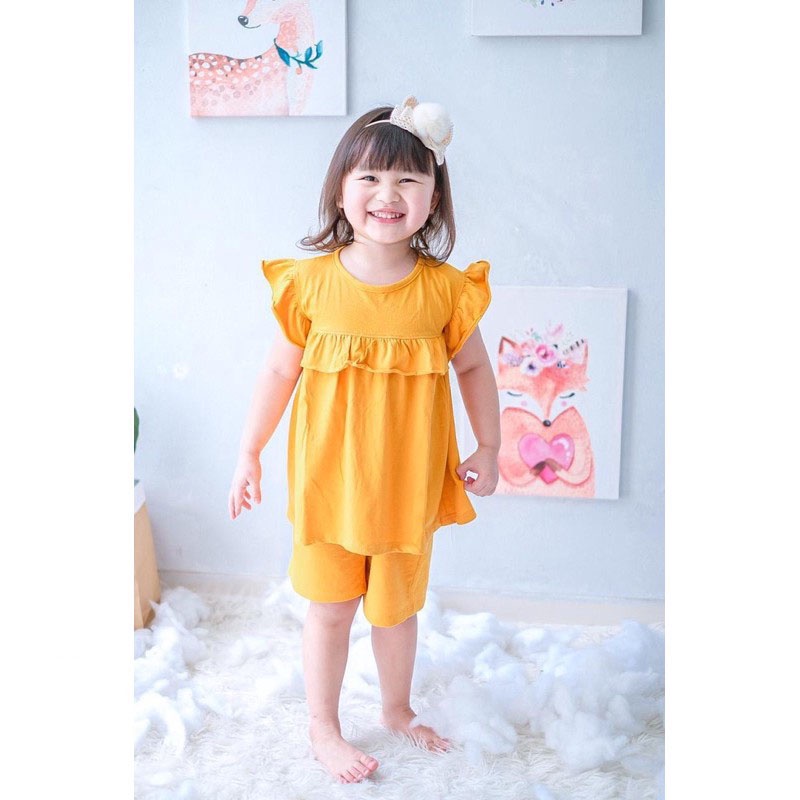 IL- Setelan Playset Kaos Anak Pompom Smilee 1-5Tahun Terlaris | Set Ruffle Anak Perempuan