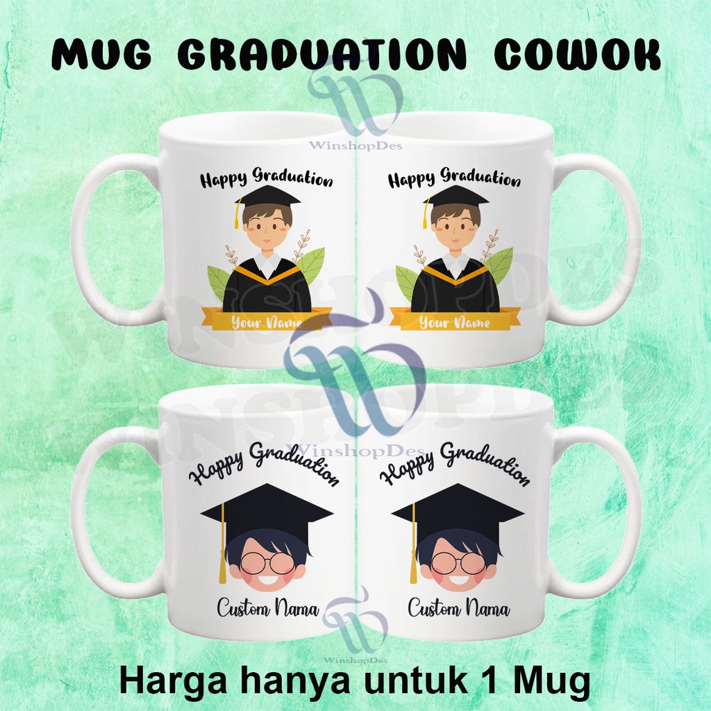 MUG WISUDA / MUG GRADUATION LAKI-LAKI / PRIA / COWOK /MUG CUSTOM