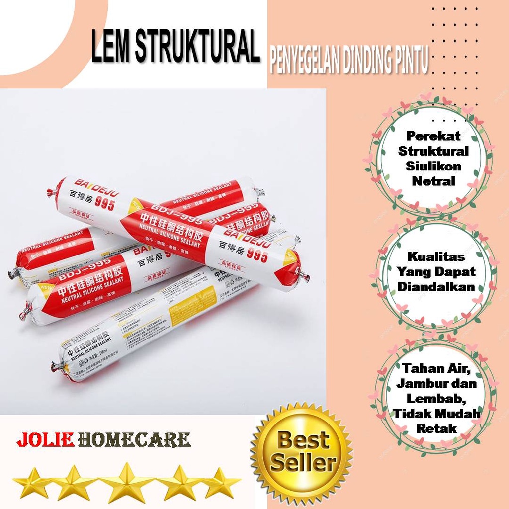 

Lem struktural Super Kuat, penyegelan dinding eksterior pintu dan jendela cepat kering dengan warna bening