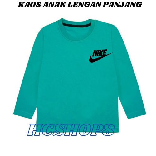 Kaos Anak Lengan Panjang Logo NI Unisex Cowok Cewek Usia 2-16th