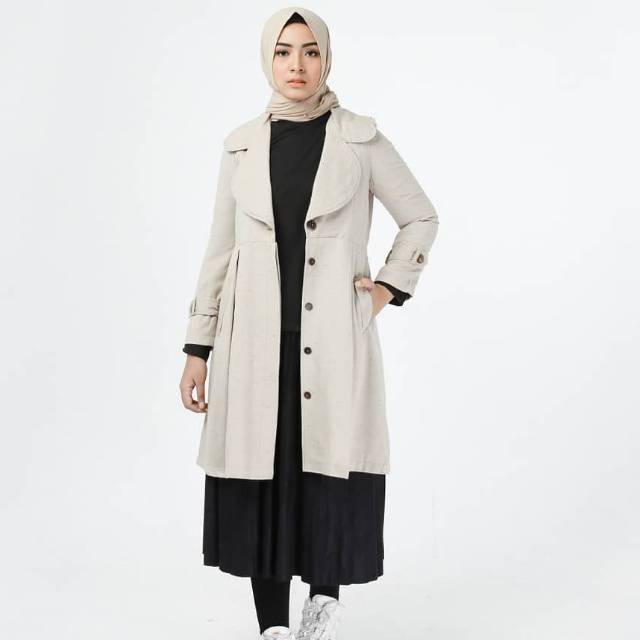 VIMALA COAT warna cream graysha outer muslimah bandung