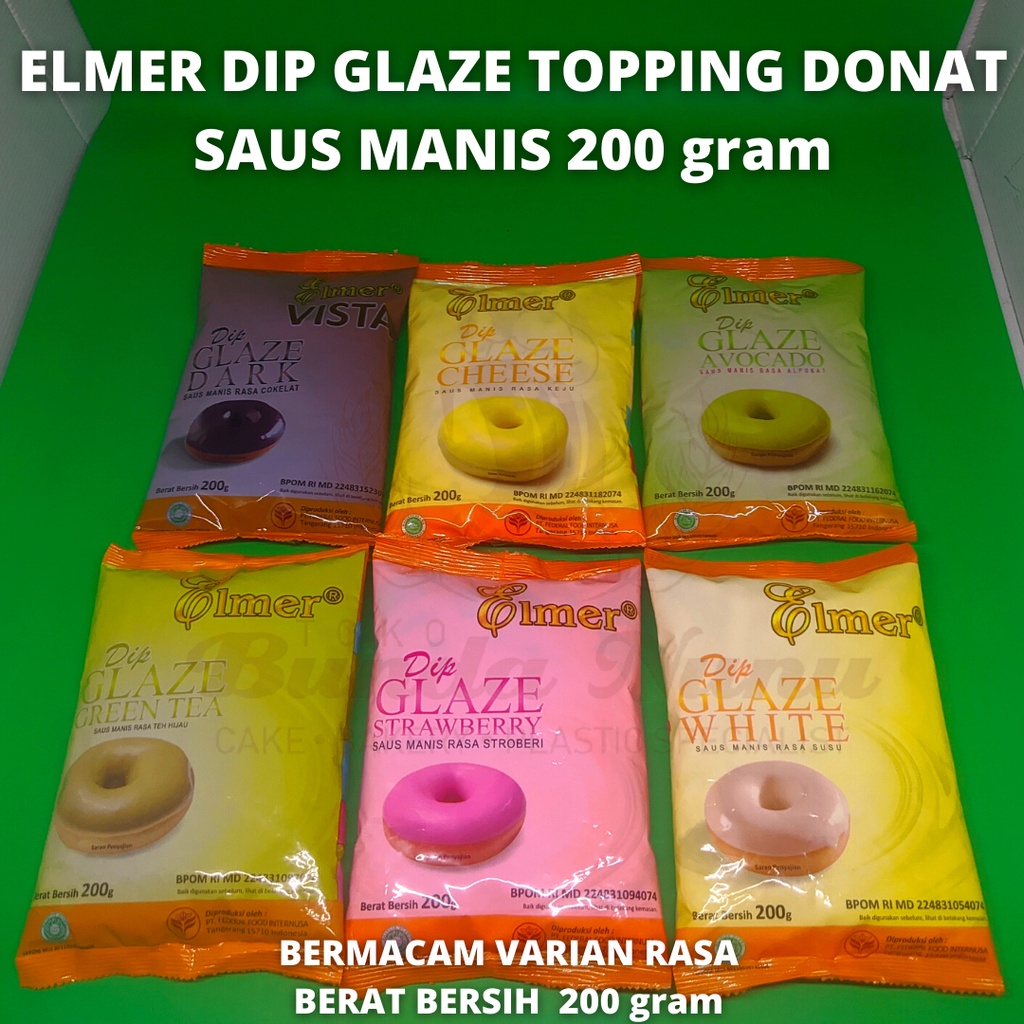 

Elmer Dip Glaze Topping Donat Saus Manis 200 gr Bermacam Rasa