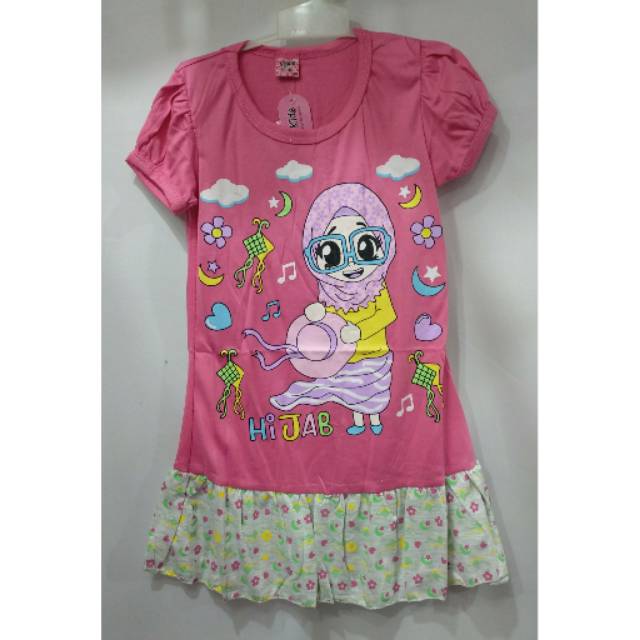 VALEE kids daster kaos spandex adem usia 3-5tahun gambar hijab