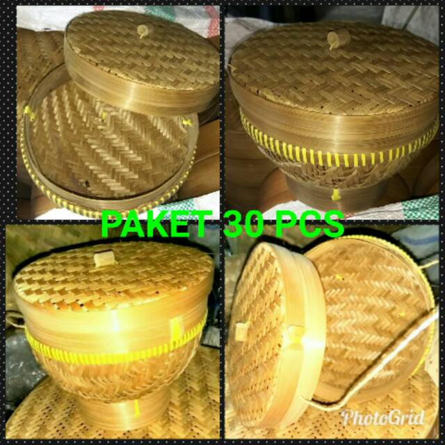 BAKUL NASI WAKUL CETING BAMBU GERAISURYA 19CM isi 30pcs GROSIR