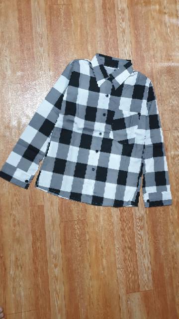 GSL KEMEJA WANITA CASUAL JUMBO KOREA LENGAN PANJANG IMPORT POLOS KOTAK KOTAK OVERSIZE Baju Kemeja Atasan Wanita Hitam Puith Terbaru 2021 Kekinian Viral-8