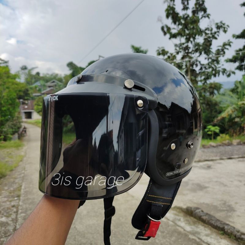 HELM BOGO DEWASA KACA DATAR FULL LEHER SNI PRIA WANITA