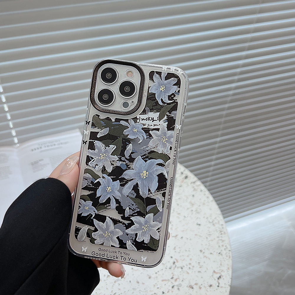 Ins Casing iPhone 14 14pro 14max 14prm 13 13pro 13prm 11 7Plus 8Plus Xr XS Max 12pro Max Motif Bunga Shockproof