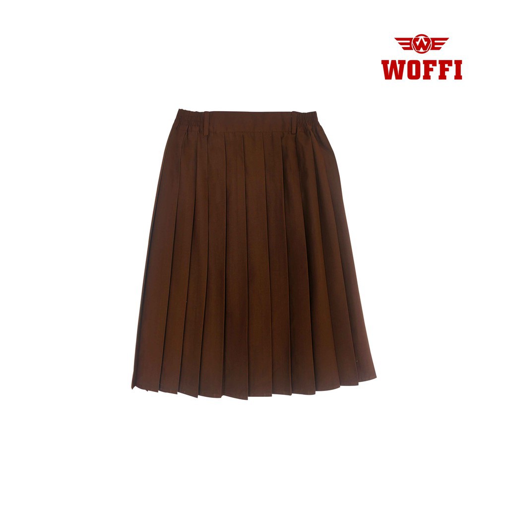 Rok plisir panjang putih hijau merah cokelat bawahan seragam sekolah merek woffi