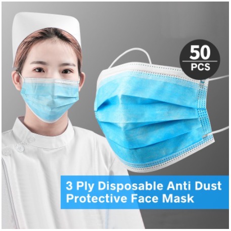 Masker Weihua 3 Ply Disposable Mask Earloop 1 Box isi 50 Pcs