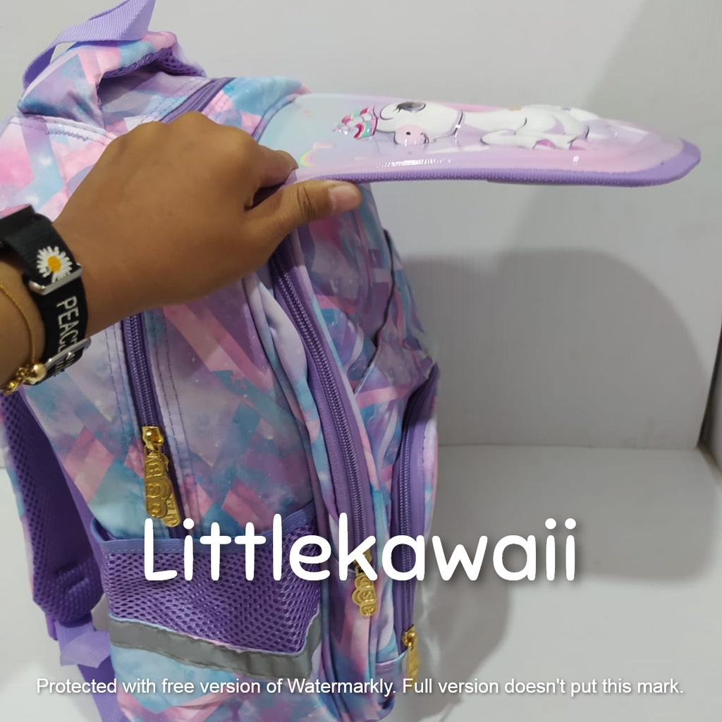 LK/Tas Ransel Sekolah Anak Embos Hardcase Unicorn Superhero Tutup TK SD Import