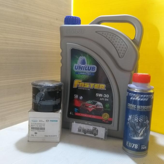 Paket oli mesin Unilub Faster 5W-30 Mazda 2 ada 3 item adastore_id