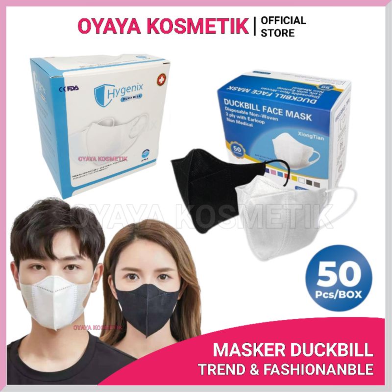 Masker Duckbill Earloop Dewasa 3ply 1Box ISI 50Pcs Masker Bergaris 3 ply Isi 50 pcs Trend Korea Warna Hitam Putih Masker Kesehatan Lembaran Logo Embos HYENIX Izin Kemenkes MASKER Perbox Berkualitas OYAYA KOSMETIK PEKANBARU ecer grosir RIAU