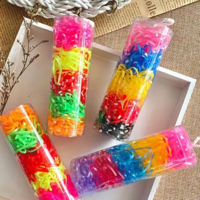 Karet Jepang TUBE - Ikat Rambut Pelangi Tabung Import Murah
