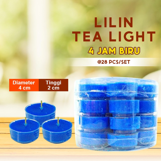 Lilin Puja Sembahyang Tea Light 4 Jam 28pcs/set Biru