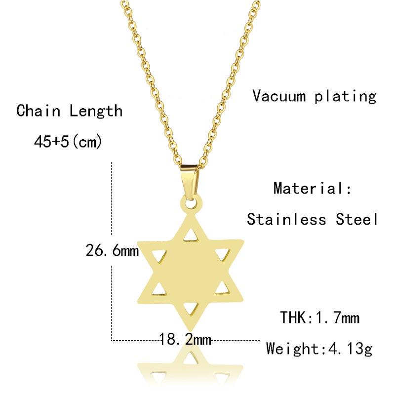 Ornamen hollow keluar hexagram kalung klavikula liontin bintang segi enam stainless steel Wanita kal