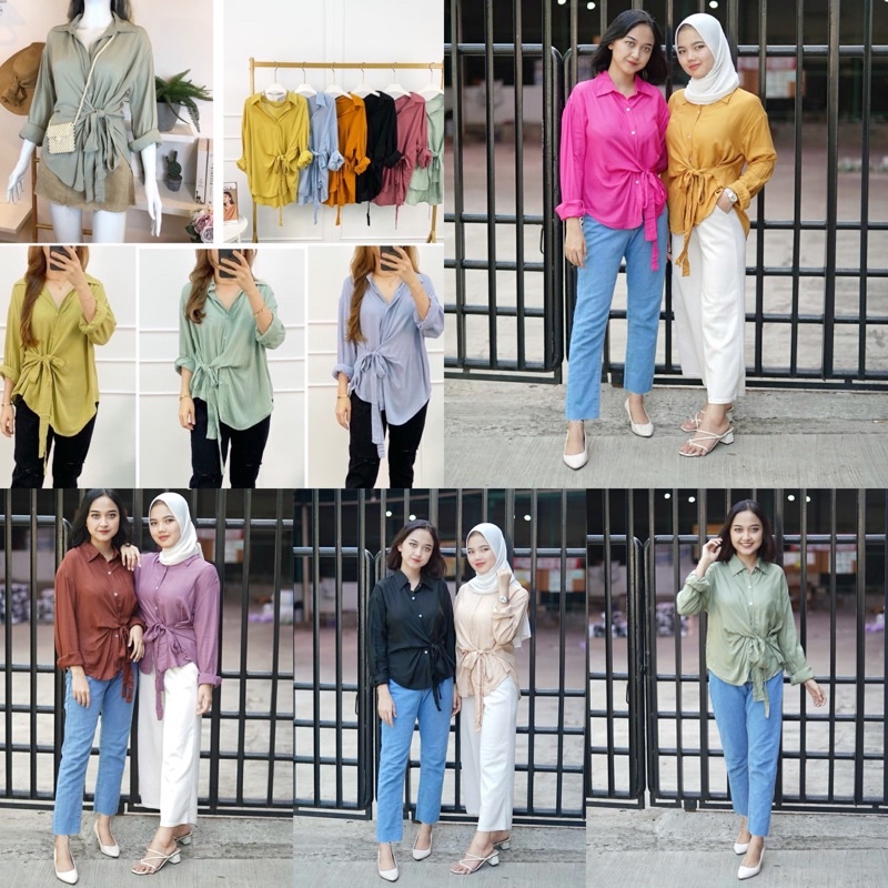 BEFAST - ZFS OOTD Blouse SIRIYA / AYRA RAYON DIAMOND BOW SHIRT / Blouse Keluaran Terbaru 2022 / Atasan Lengan Panjang / Fashion Wanita Kerja / Blouse Polos Formal / OOTD Remaja Wanita Casual / Blouse Banyak Warna / Blouse Serut Pita Trendy