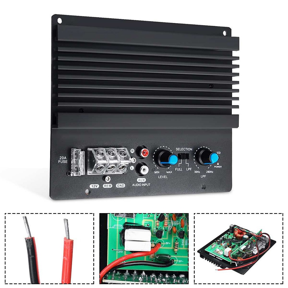 Audew Mono Car Audio Amplifier Board Player Bass Subwoofer 600W - C62060 - Black