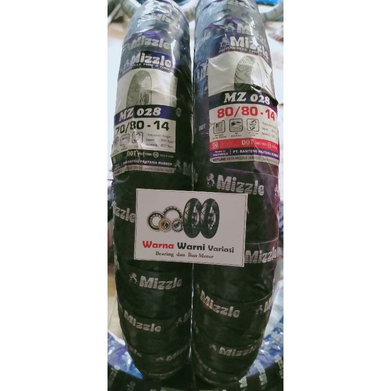 Ban Motor MIZZLE MZ 028 satupaket 70 / 80 & 80 / 80 ring 14 Tubetype