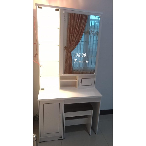 Meja Rias Kaca Murah - Meja Rias Minimalis Putih Free Bangku - Meja Rias Asn - Medan
