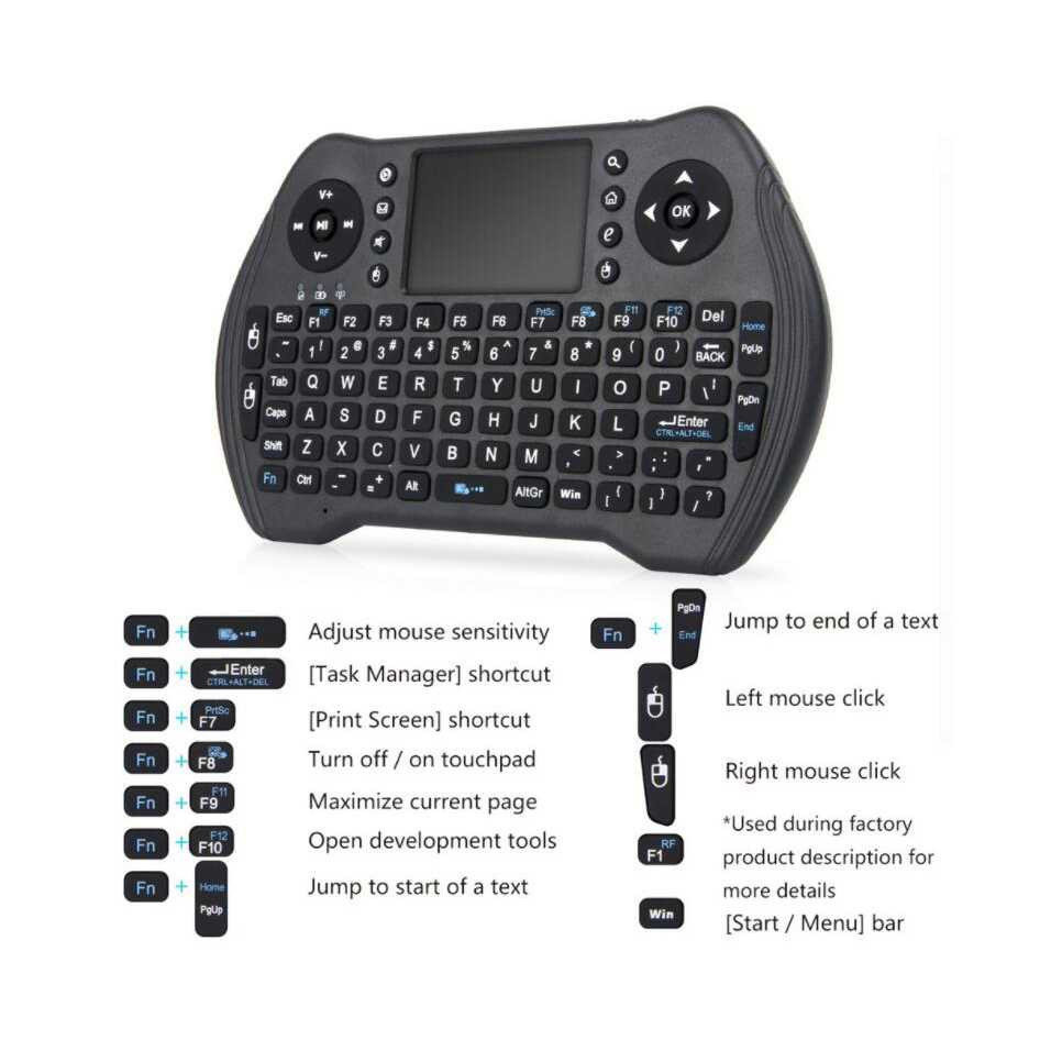 Keyboard Wireless Mini Gaming Touchpad Untuk Laptop Desktop Smart Tv Portable 2.4GH - MT10