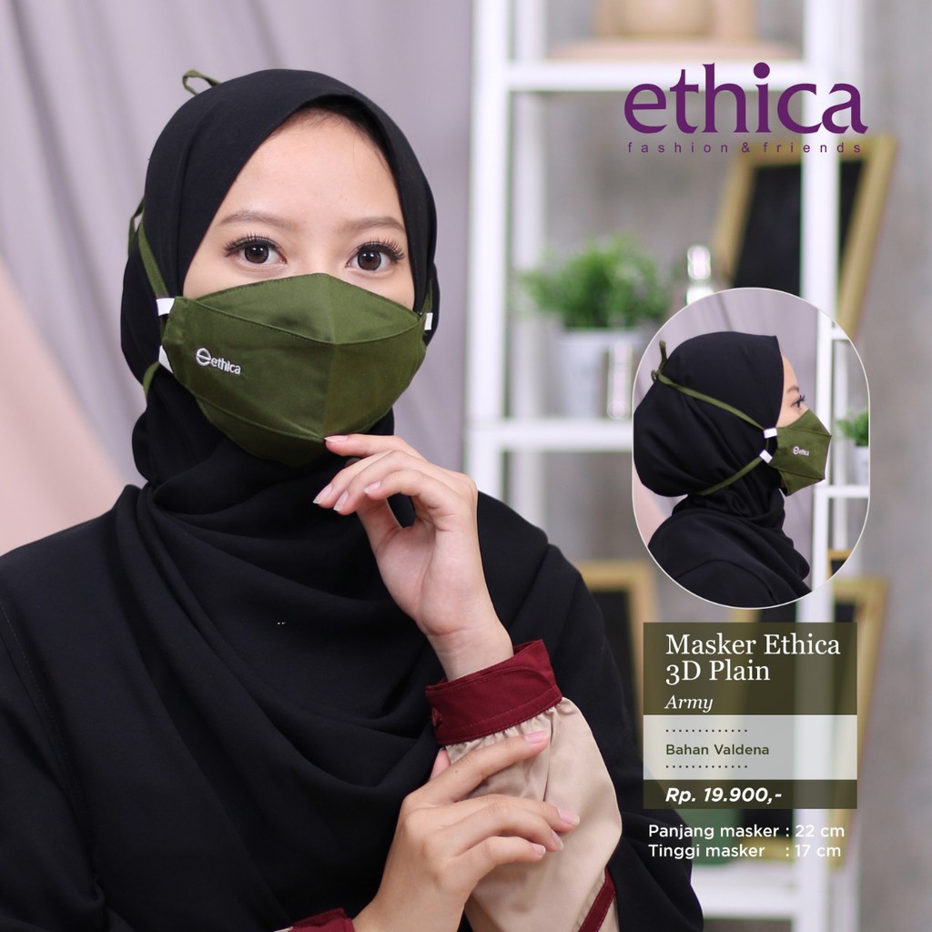MASKER ETHICA 3D PLAIN | FASHION HIJAB