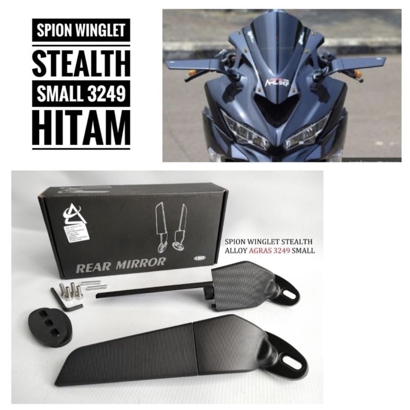 Spion Winglet FULL CNC (bukan plastik) Cbr150 cbr250 Ninja250 Gsx150 R15 Xmax Nmax Bahan Full Cnc