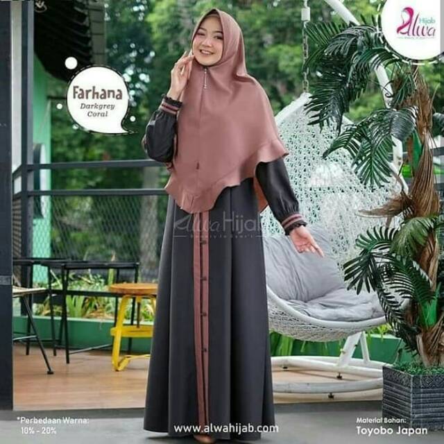Fashion Wanita Medan | Gamis Syar'i Set Khimar | Farhana Dress
