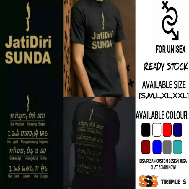 KAOS PRIA JATI DIRI SUNDA BAJU DISTRO KEREN T-SHIRT JATIDIRI BERKUALITAS DENGAN AKSARA SUNDA