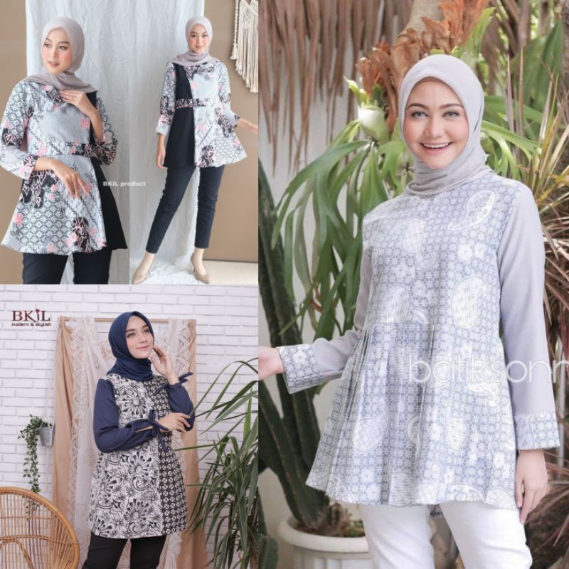 tey-17 Batik wanita ASJ SA HRB026 Kenongo Kemeja Tosca Pendek