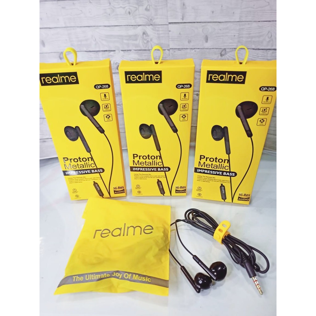 Headset Realme QP-268 Handsfree Proton Metallic Super Bass Murah