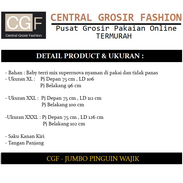 Jumbo Pinguin Wajik - Central Grosir Fashion (CGF) - Ukuran XL-3XL - Matt Baby Terri Mix Katun Supernova