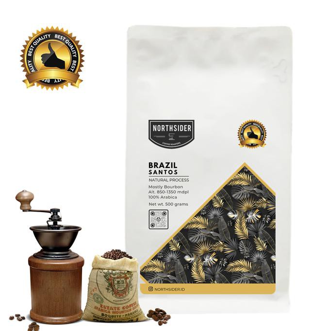 

BIJI KOPI ARABIKA BRAZIL SANTOS NATURAL - 500G NORTHSIDER COFFEE - BIJI KOPI