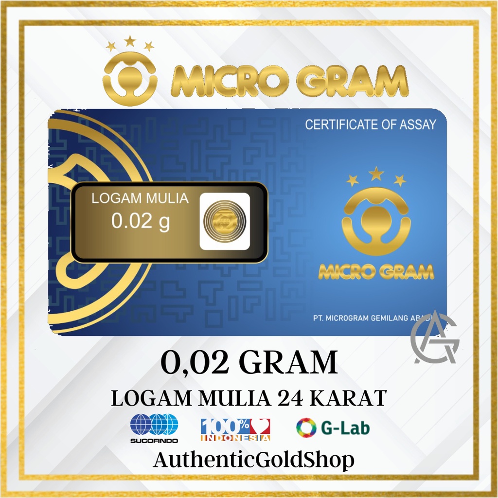 Emas MicroGram 0,02gram Logam Mulia 24 Karat Original Product Mini Gold Mini Gram Micro Gold Mini Gram Souvenir Murah Toko Emas