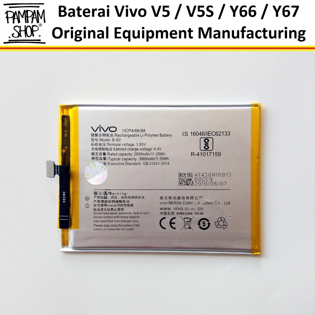 Baterai Vivo V5 Lite V5S Y66 Y67 B-B2 BB2 Batre Batrai Battery HP V 5 Y 66 67 Handphone Original Ori HP