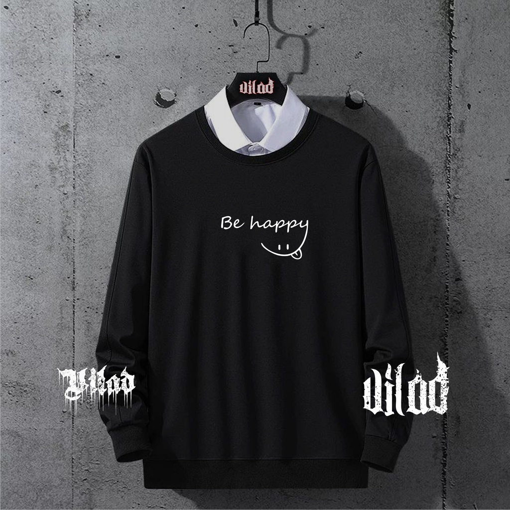 VASPLY Jaket Sweater Hoodie Crewneck Be Happy Pria Wanita