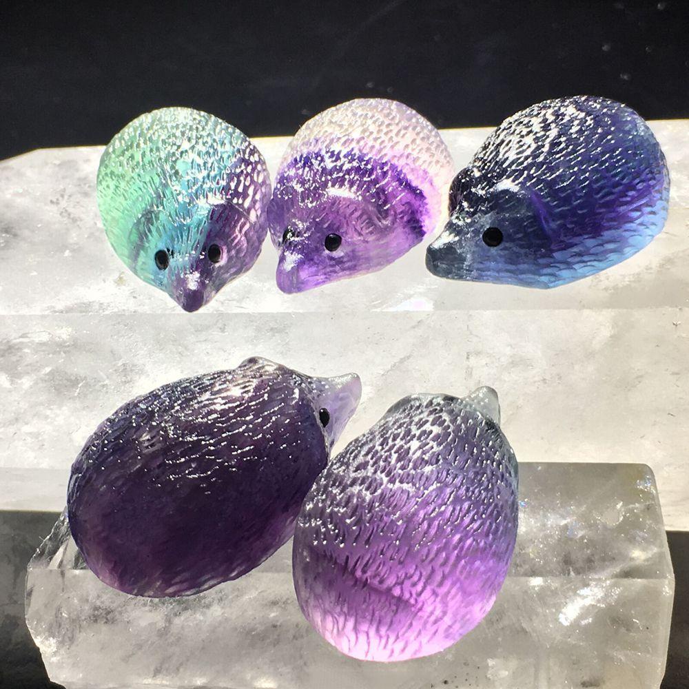[Elegan] Kristal Quartz Mini Ukir Pelangi Kerajinan Tangan Fluorite